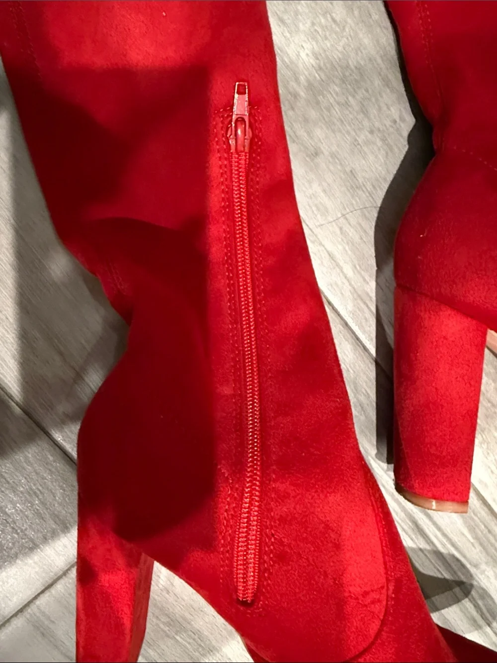 Fashion Nova Red Over-the-Knee Suede Boots